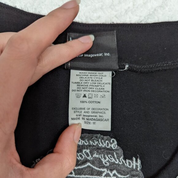 Harley-Davidson Women's Long Sleeve Sequin Top Medium Scoop Neck Cotton - Picture 6 of 7